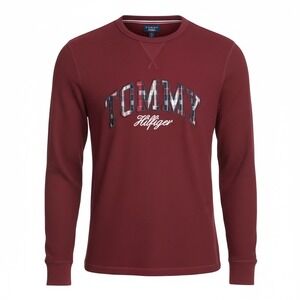 Tommy Hilfiger mens Waffle Knit Logo Patch Pajama Shirt long sleeve size  M